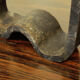 Brutalist wrought iron candle holder beaten