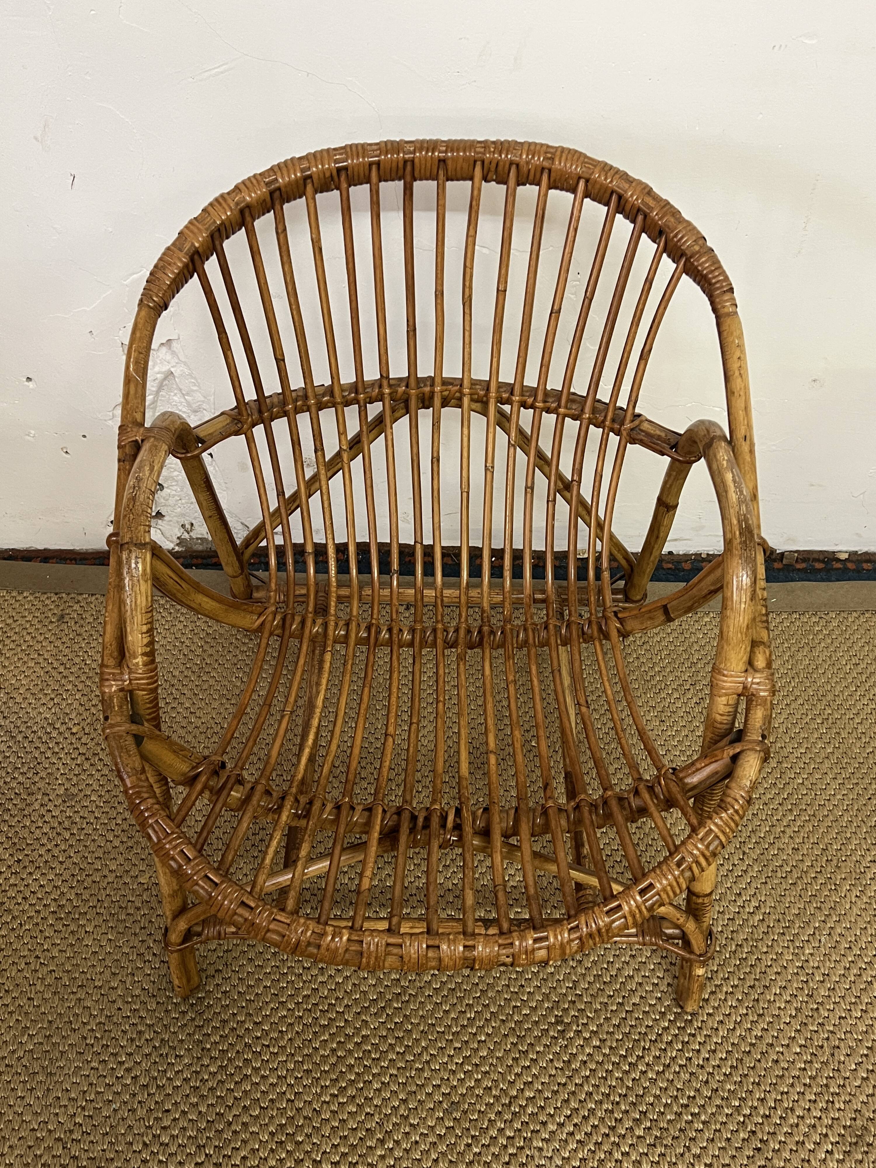 Rattan basket armchair from the 60s and 70s