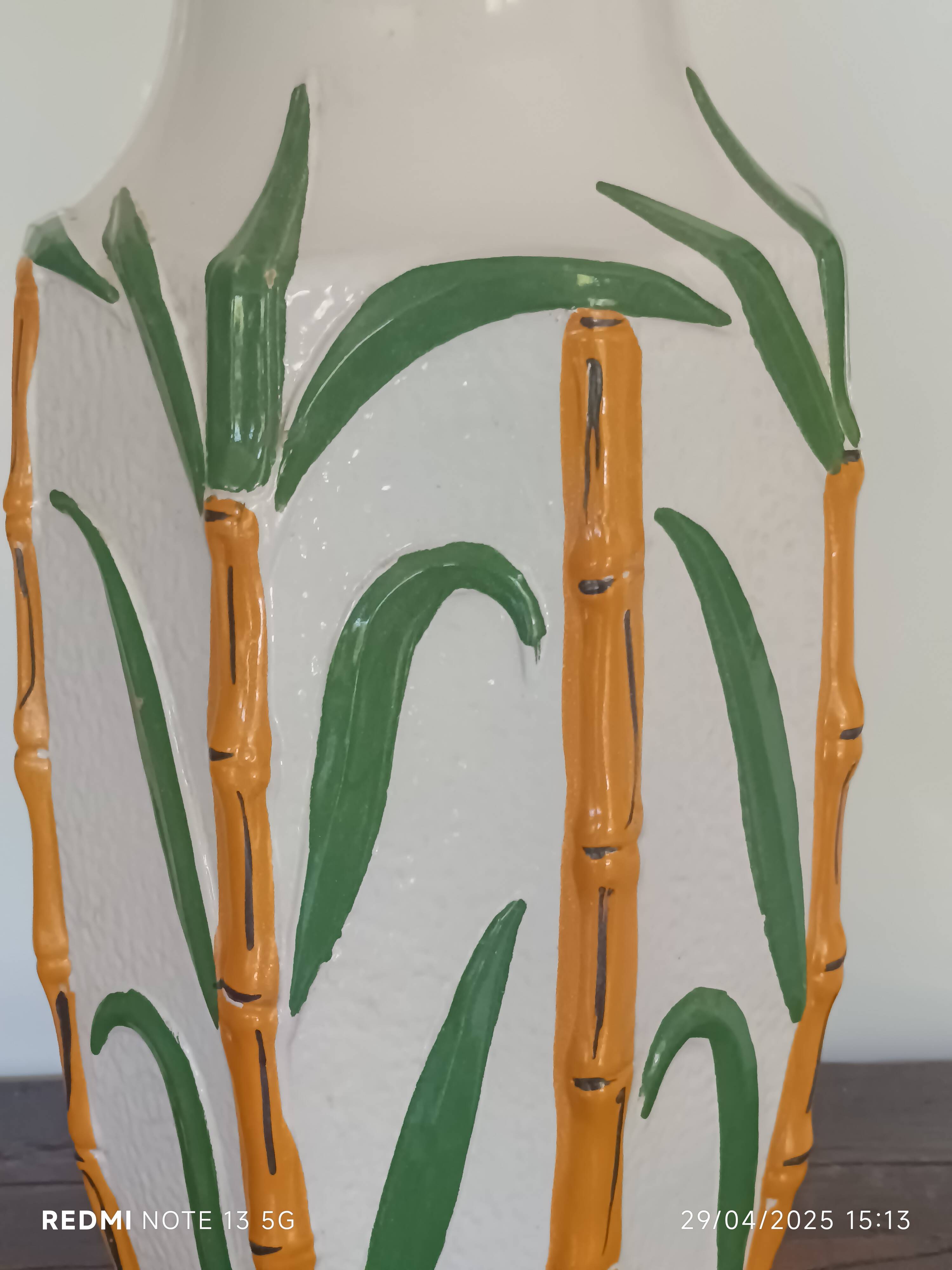 large bamboo vase signed Cartens Germany 1960