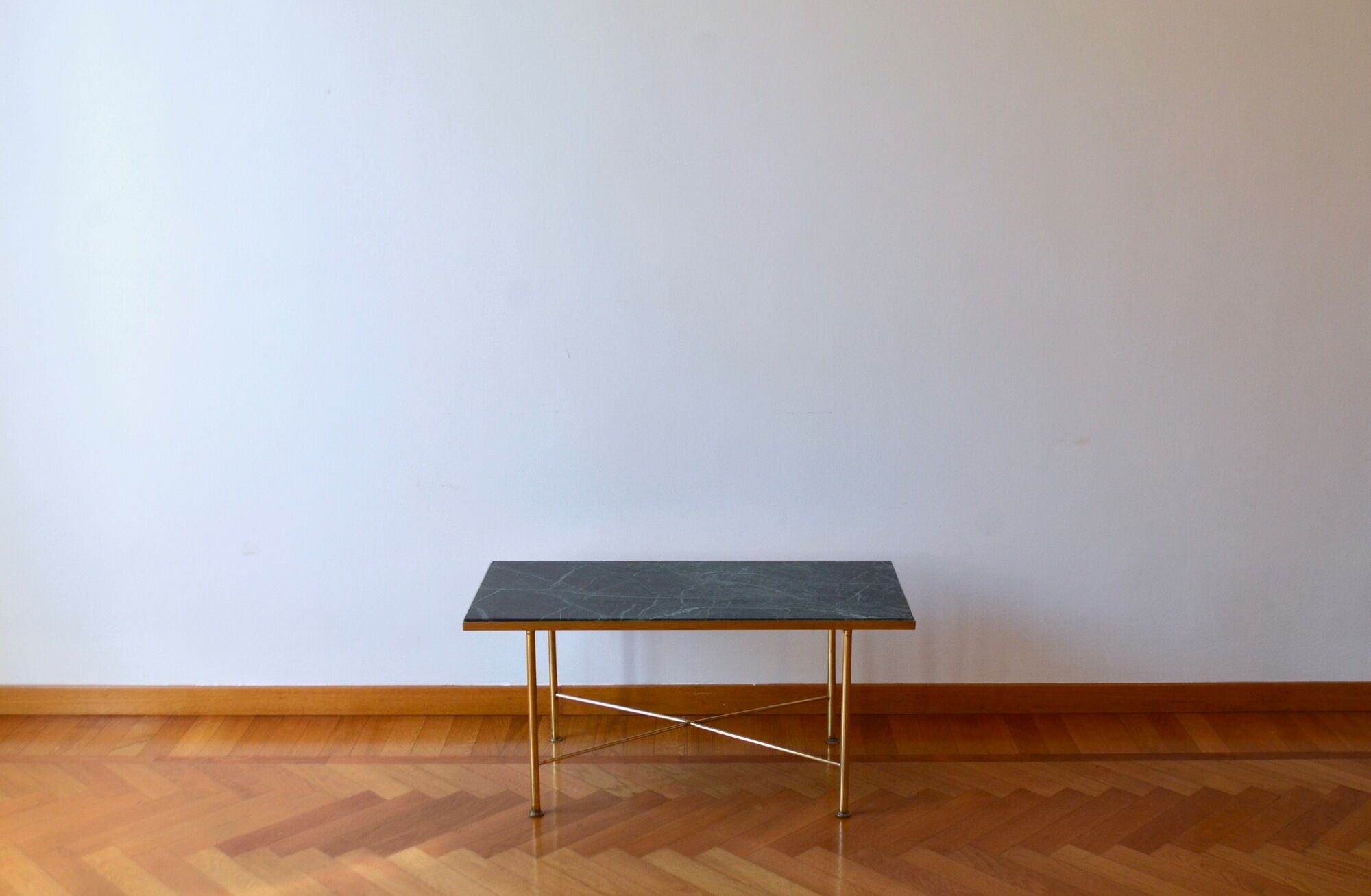 Italian green marble and brass coffee table 1950