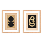 Duo de Collages sur papier noir et doré signée Eawy