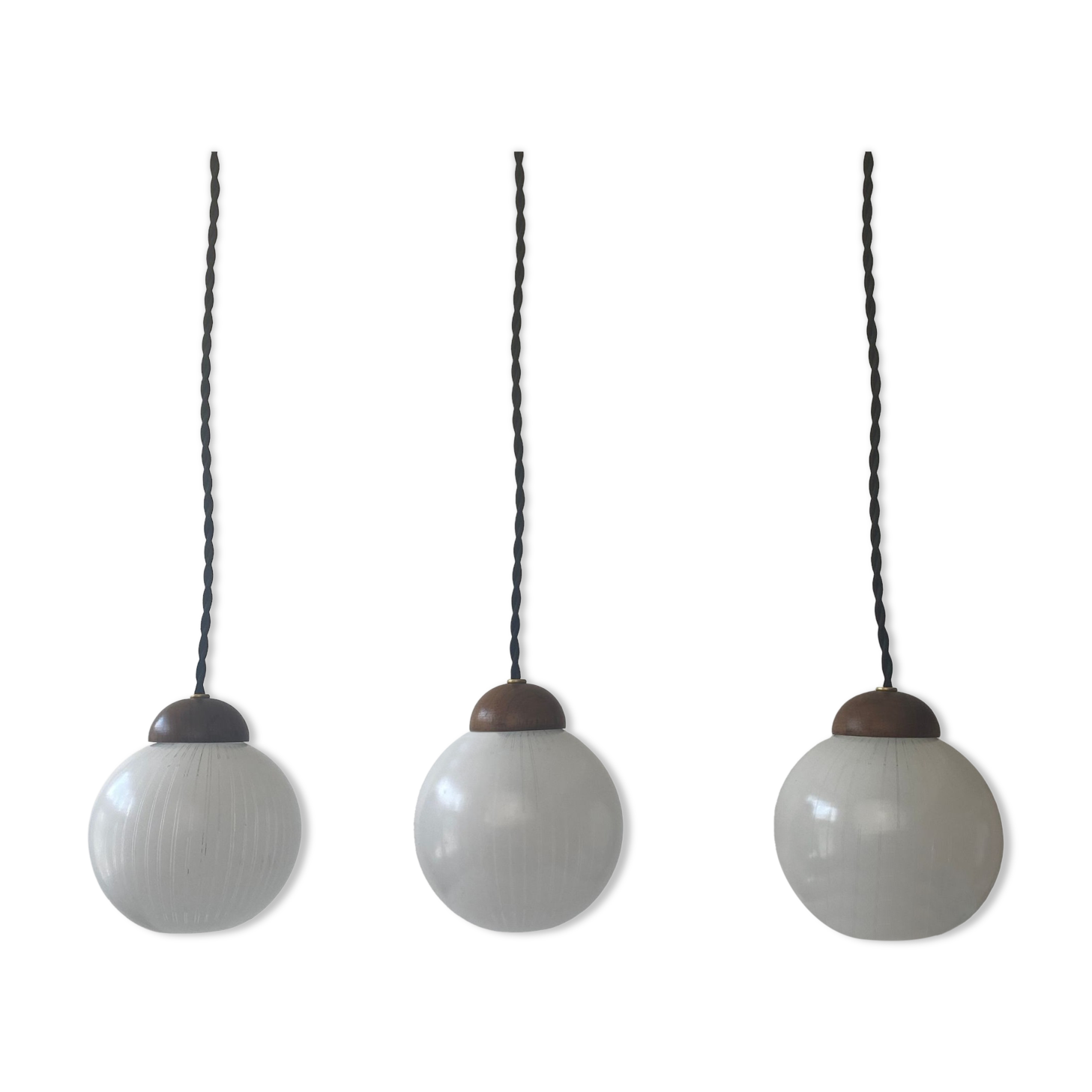 Lot 3 old rifled pendant lamps 1960