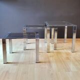3 Chrome Coffee Tables Design 70s' Italy
