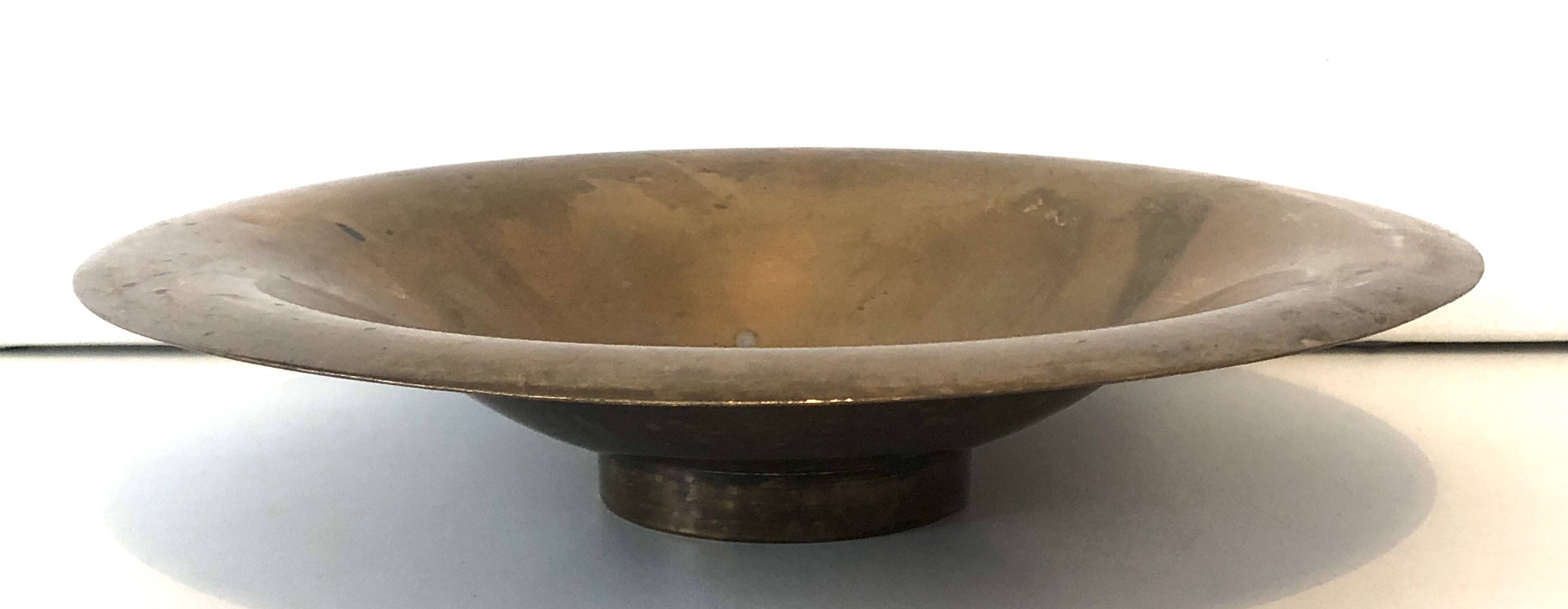 Old golden brass fruit bowl