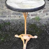 Parisian bistro pedestal table in cast iron and marble