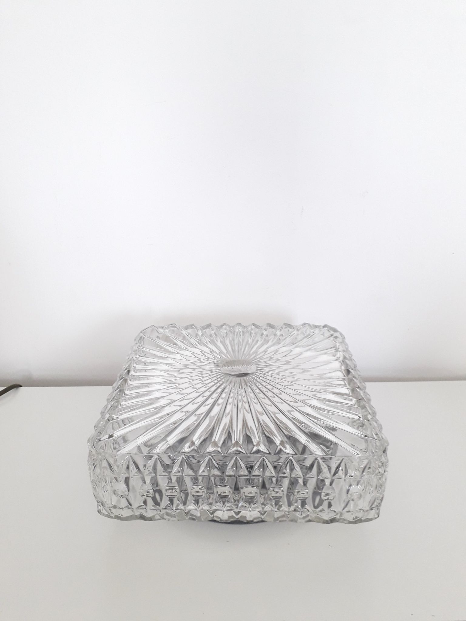 Vintage ceiling lamp / wall lamp - Molded glass - square - 1960 #2