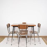 Formica extending table with 4 chairs, set, vintage from the 70s.