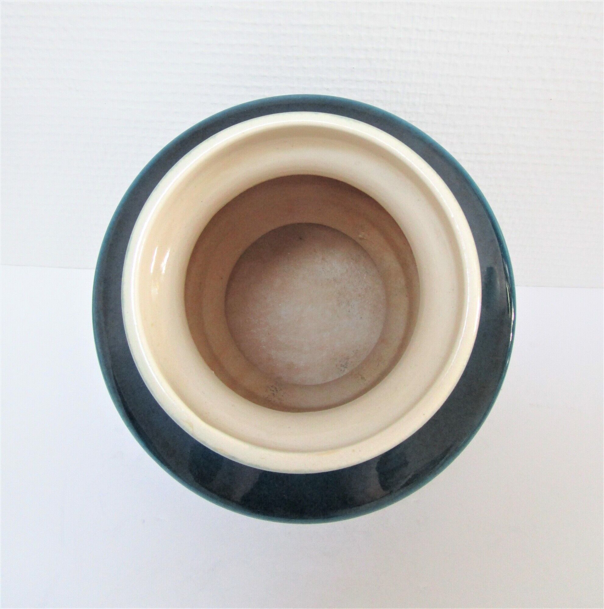 Vase céramique craquelée bleu canard 1970