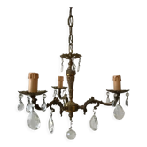 Chandelier with tassels in brass / bronze and glass early twentieth century