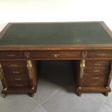 Empire desk with mahogany and oak pedestals