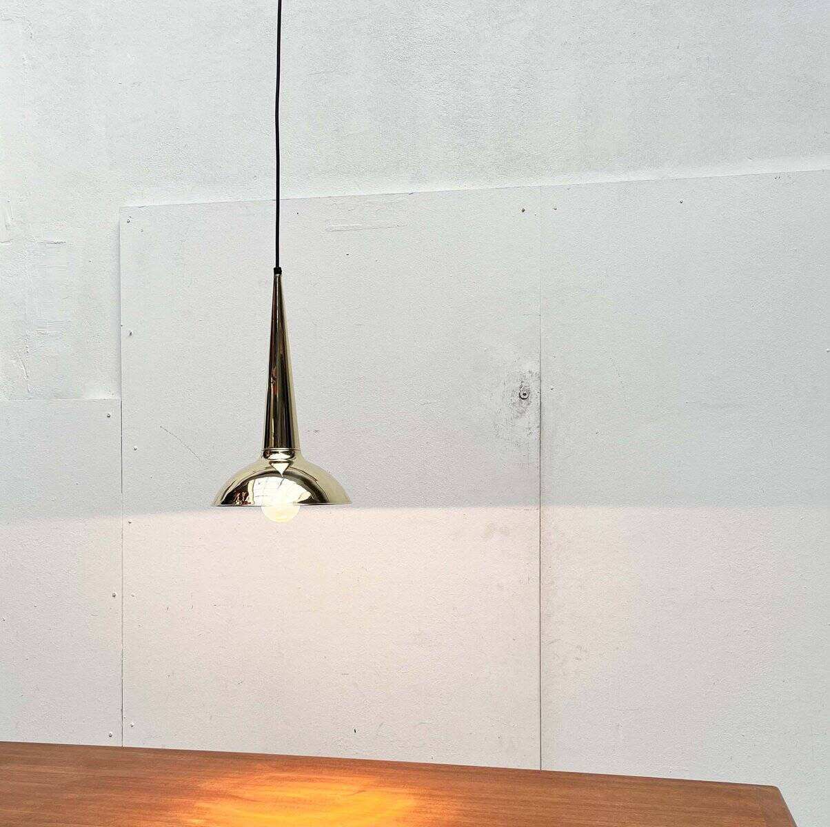 Danish mid-century brass cone pendant lamps, 1950s, set of 2.