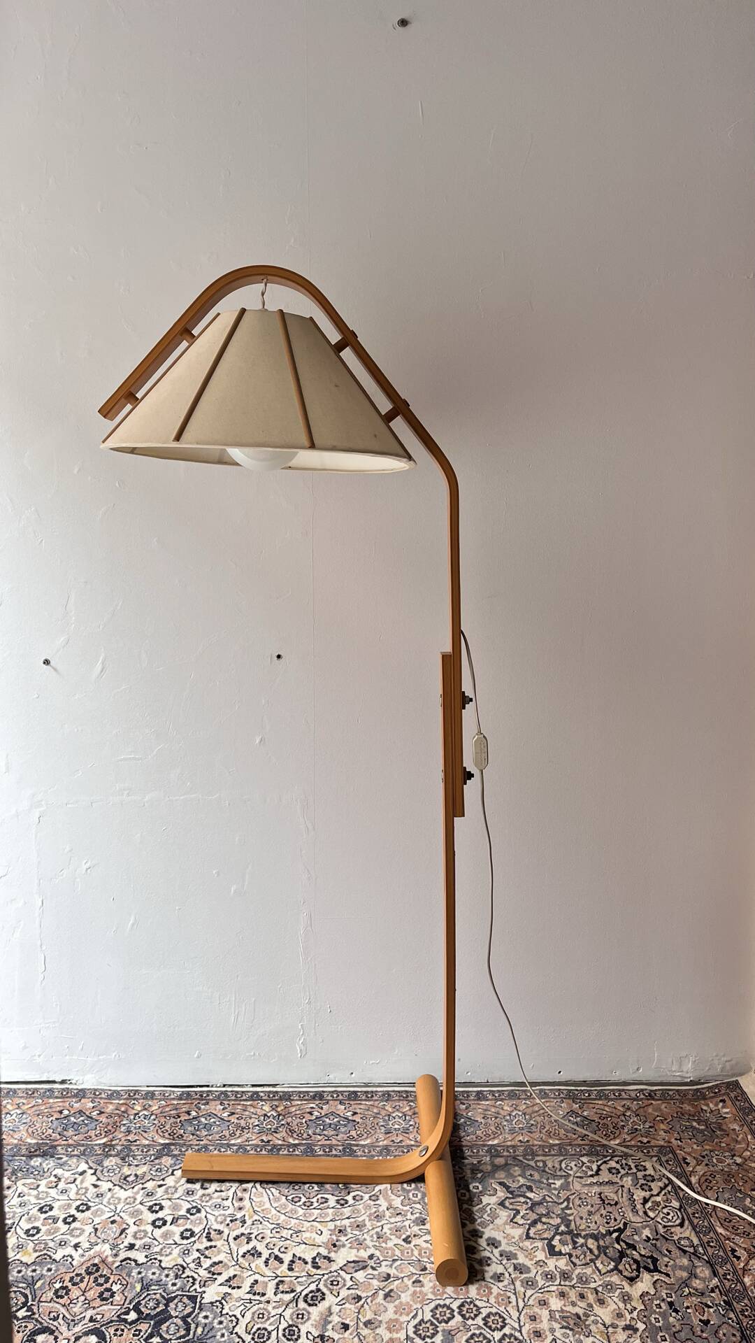 Scandinavian Modern Beech Aneta Floor Lamp by Jan Wickelgren, Sweden,