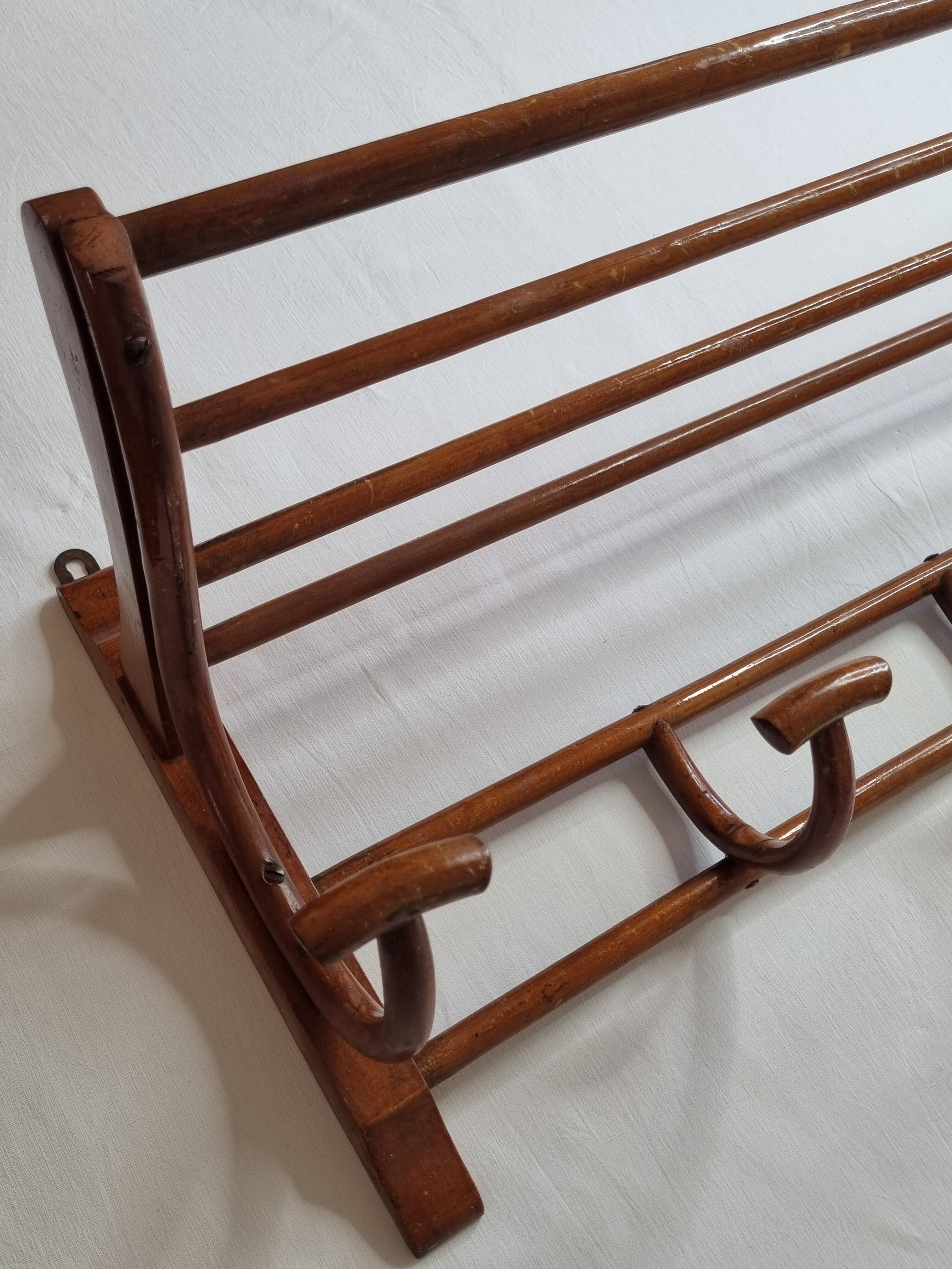 Old wall rack in curved wood, 1900s era