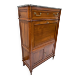 Louis xvi secretary in walnut with gray veined marble top 19th century