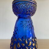 Vase anthropomorphe Hyacinth en verre bleu cobalt et doré