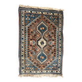 Antique Persian Carpet Chiraz Abadeh Qashqai Ghashga'i Ethnicity 83x53