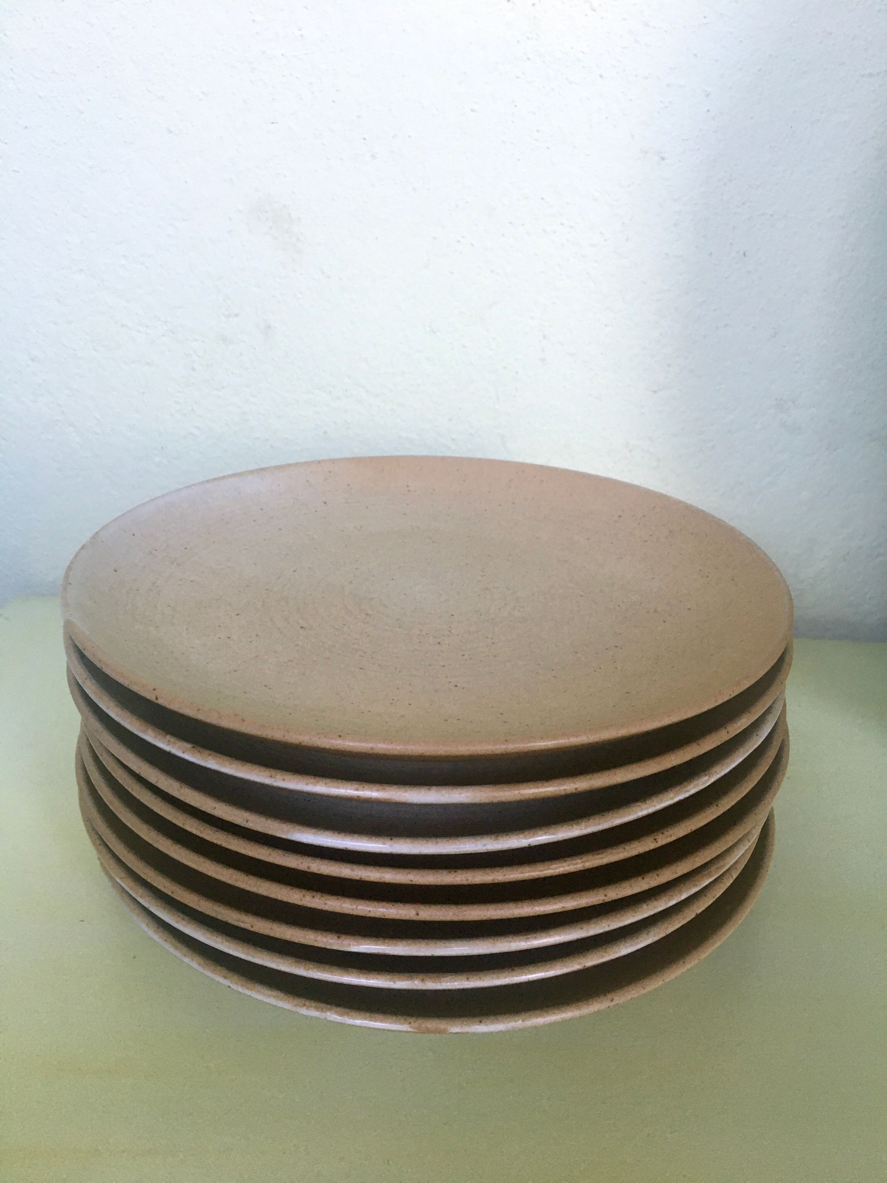 Set de 8 assiettes, Grès Village