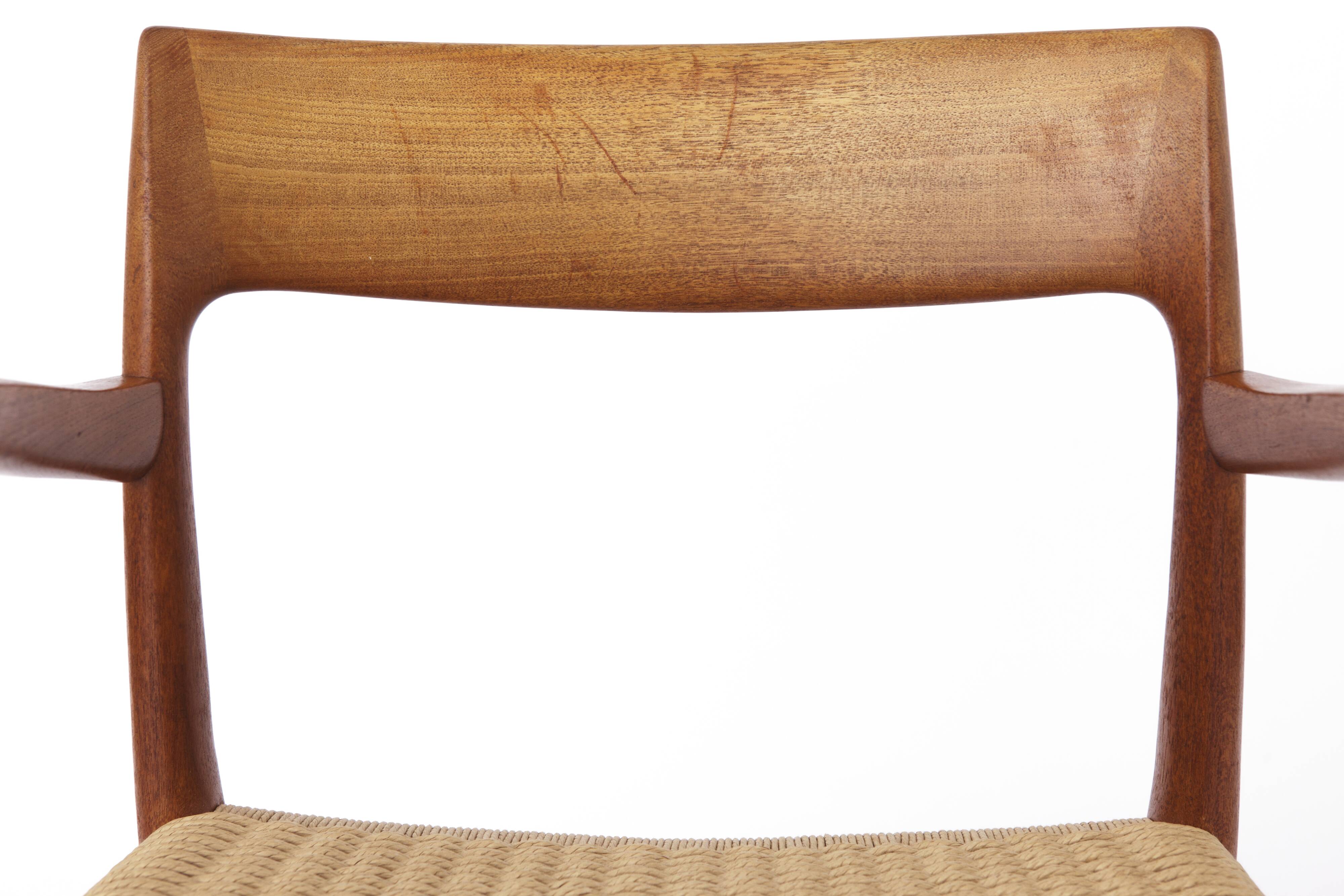 1 of 2 Niels Moller armchair, model 57, 1950s Vintage, paper cord seat,