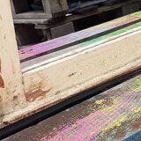 Off-White Mirror Old Teak Wood Patina