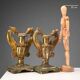 Antique vases in gilded and lacquered wood, Italy, 19th century