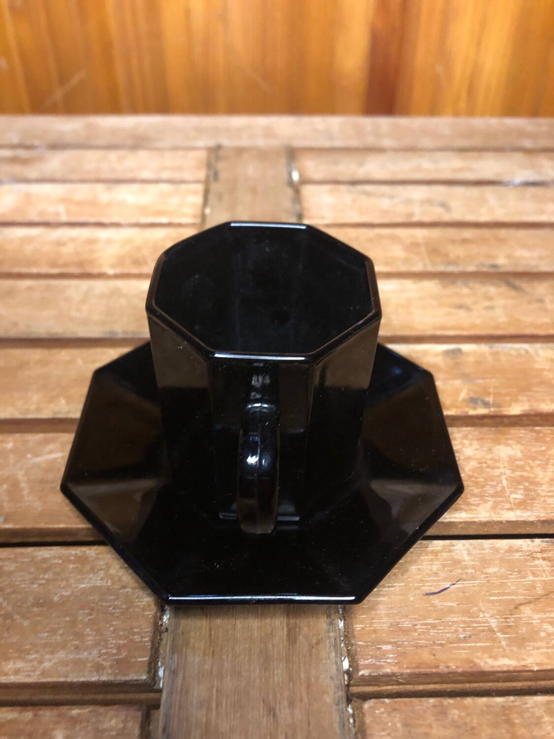 Series of 6 cups & saucers esso collection noire france vintage #a538