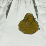 Matching pair of bohemian crystal decanters with art deco motifs