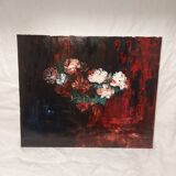 HST oil on canvas signed "Variations" red bouquet