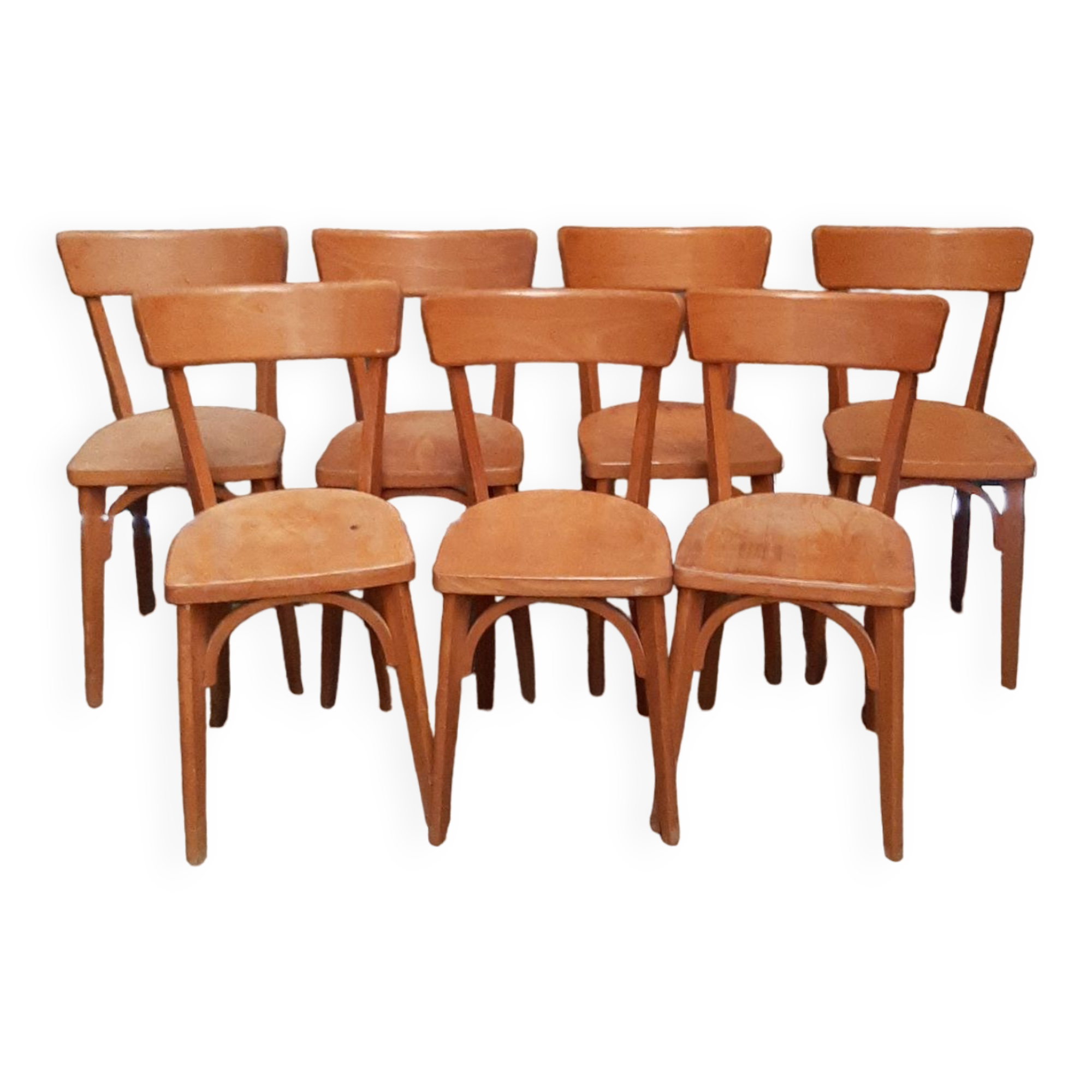 Set of 7 wooden bistro chairs
