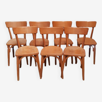 Set of 7 wooden bistro chairs