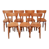 Set of 7 wooden bistro chairs