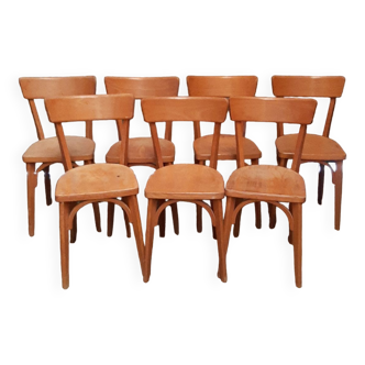 Lot de 7 chaises bistrot en bois