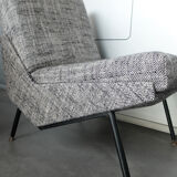 Armchair and ottoman designed by Paul Geoffroy, Airborne, France, 1960