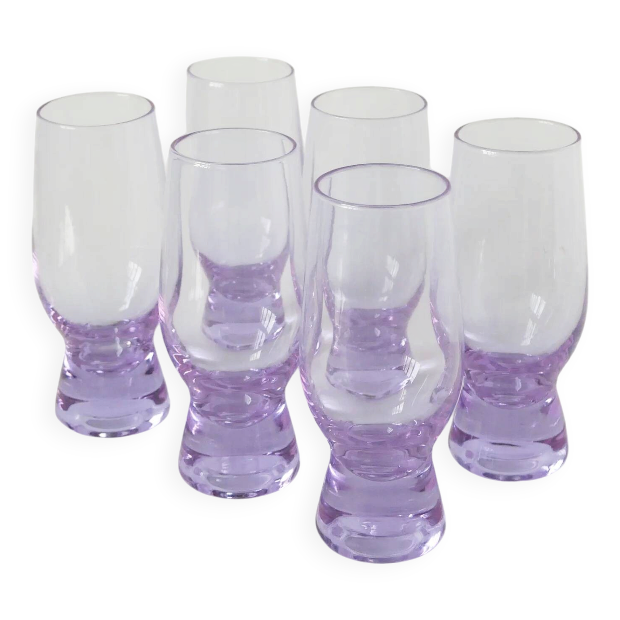Set of 6 lilac cocktail glasses, Italian design, 1980.