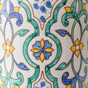 Granada Albarello Ceramic Table Lamp, Hand-Painted, New Silk Shade