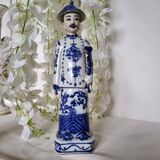 Pair of vintage Chinese blue and white porcelain figurines depicting