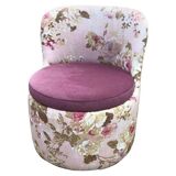 Mid-century 1970s frog chair in multicoloured floral fabric - plum seat.