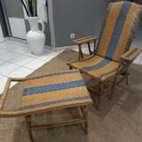 Old rattan and bamboo lounge chair in 1920