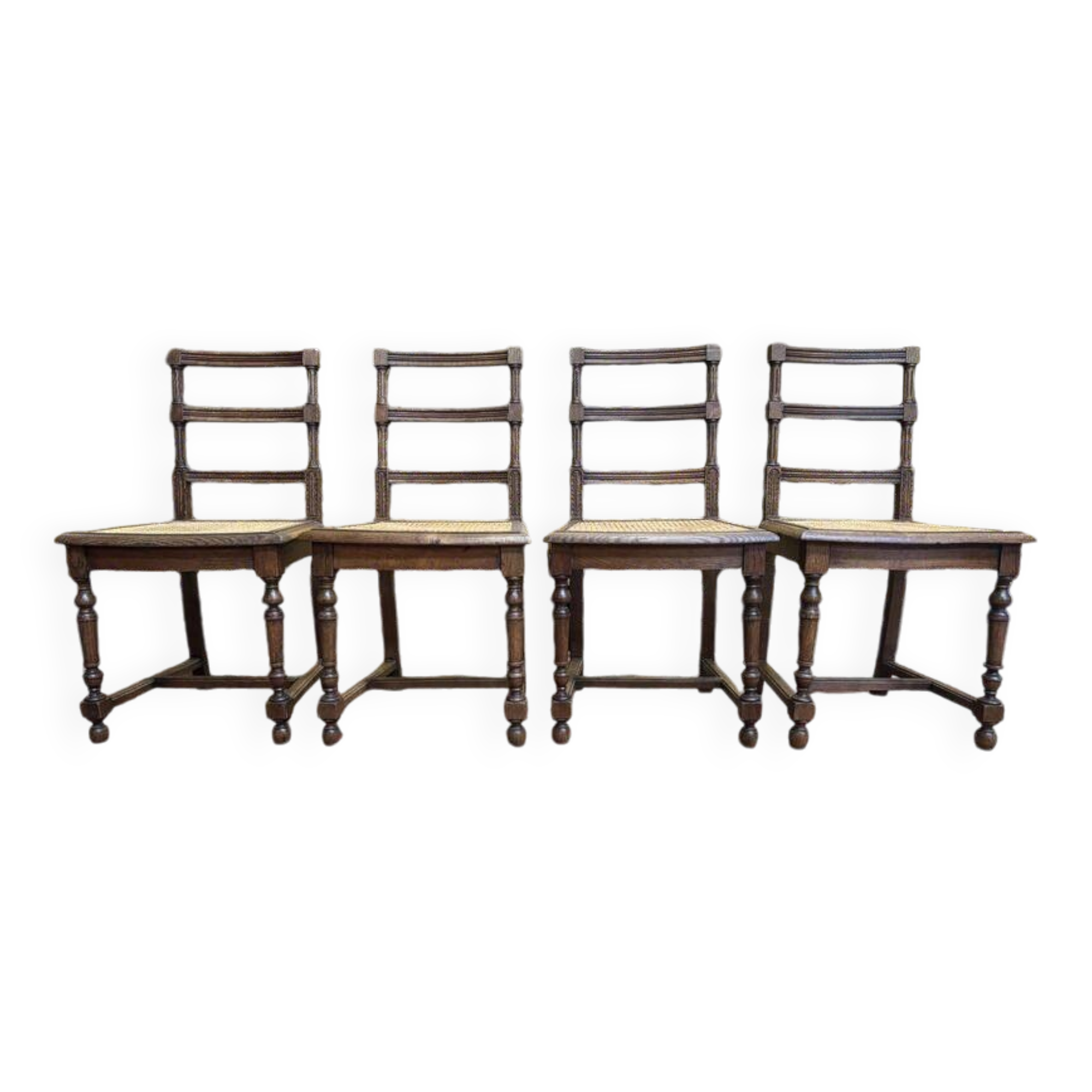 4 Louis XIII style caned chairs