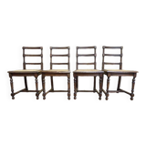 4 chaises cannées de style Louis XIII