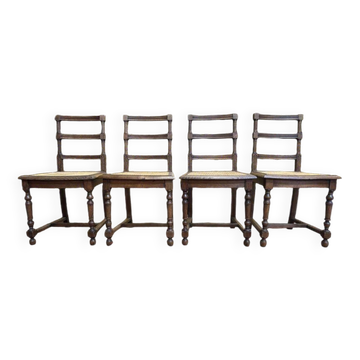 4 Louis XIII style caned chairs