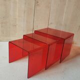 Red plexiglass nesting tables