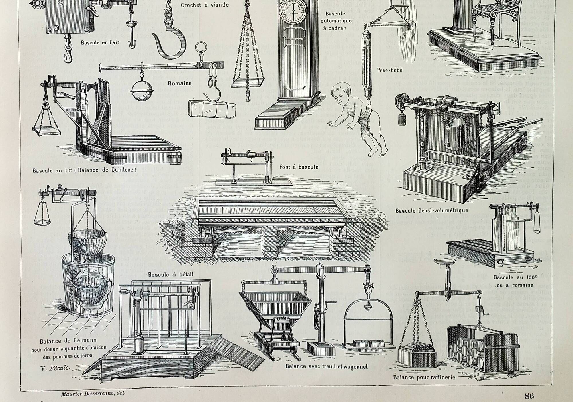 Old engraving 1898, Old balance, seesaw • Original and vintage lithograph