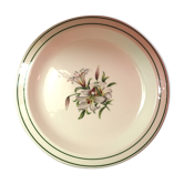 Hand-decorated dish, green line and white fleur-de-lis