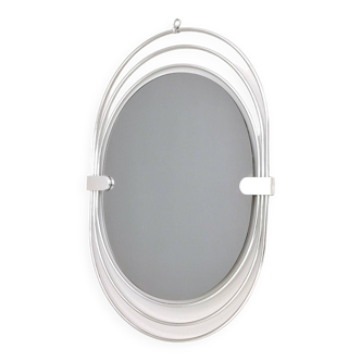 Postmodern Smoked Wall Mirror with a Triple Chrome-Plated Metal Frame, Italy