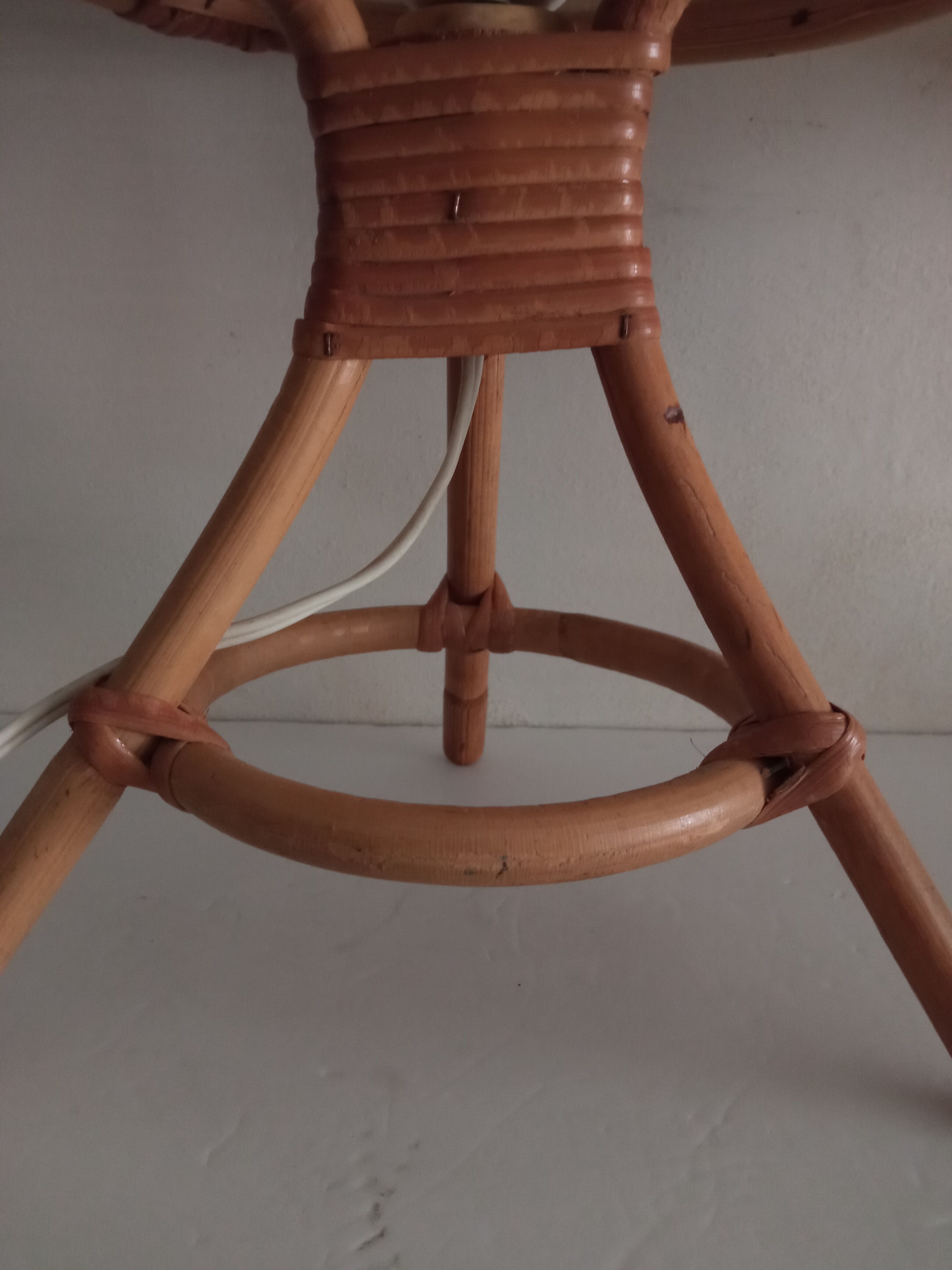 Pair of vintage bamboo bedside lamps