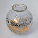 Frosted Glass Ball Vase with Golden Botanical Decoration — Signed Adat — Circa 1950