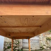 Large farmhouse dining room table 250cm in solid pine turned legs 1990