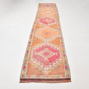 3x12 Pumpkin Orange & Pink Turkish Runner Rug, 83x392Cm