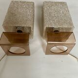 Pair of 70s plexiglas wall lights