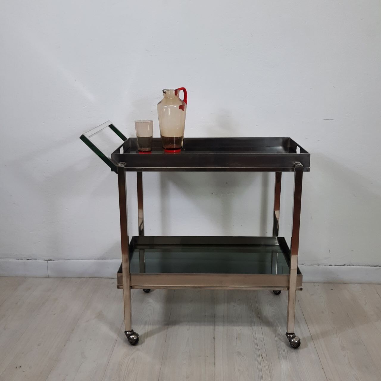 Chariot alimentaire avec deux plateaux - plaqué argent - vintage